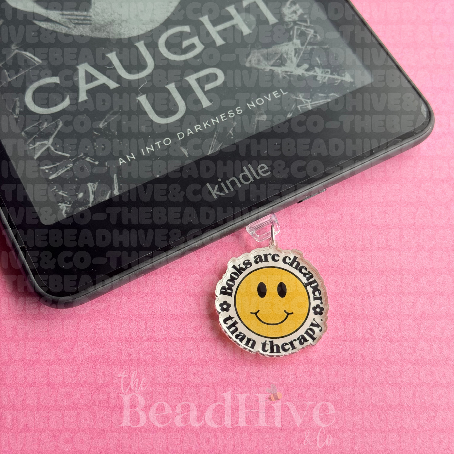 "Books are Cheaper than Therapy" Dust Plug Charm (One-Sided)